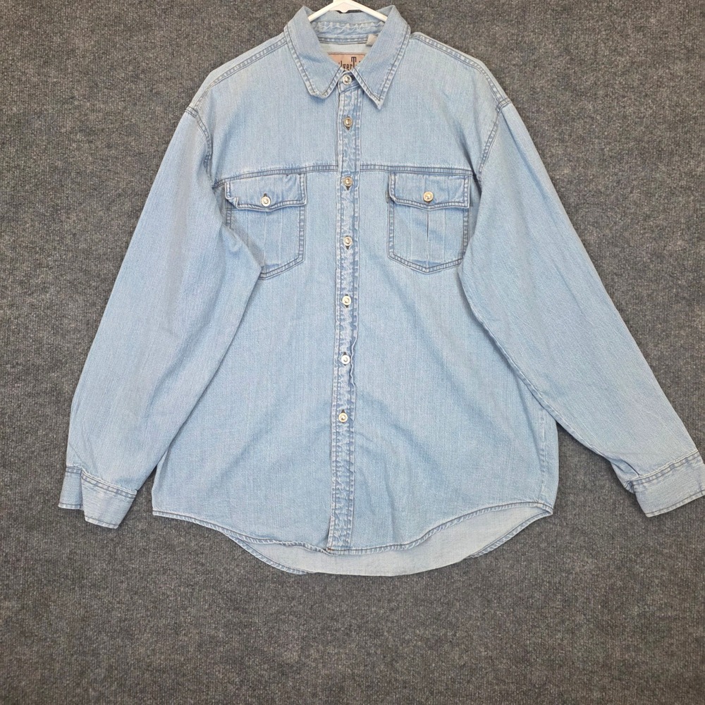 Levis SilverTab Denim Shirt Mens L Blue Light Wash Long Sleeve Button Up Vintage